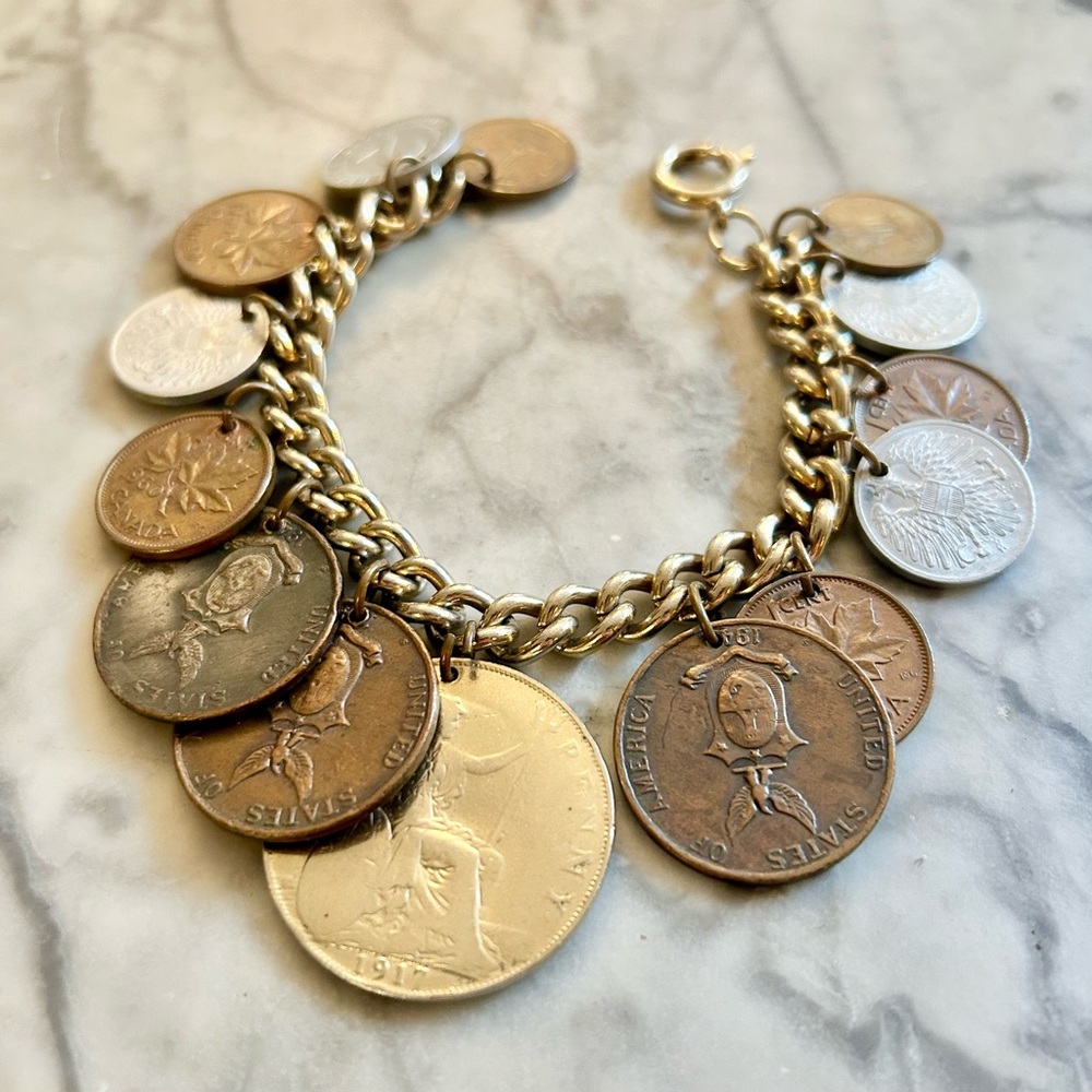 Vintage Coin Charm Bracelet
